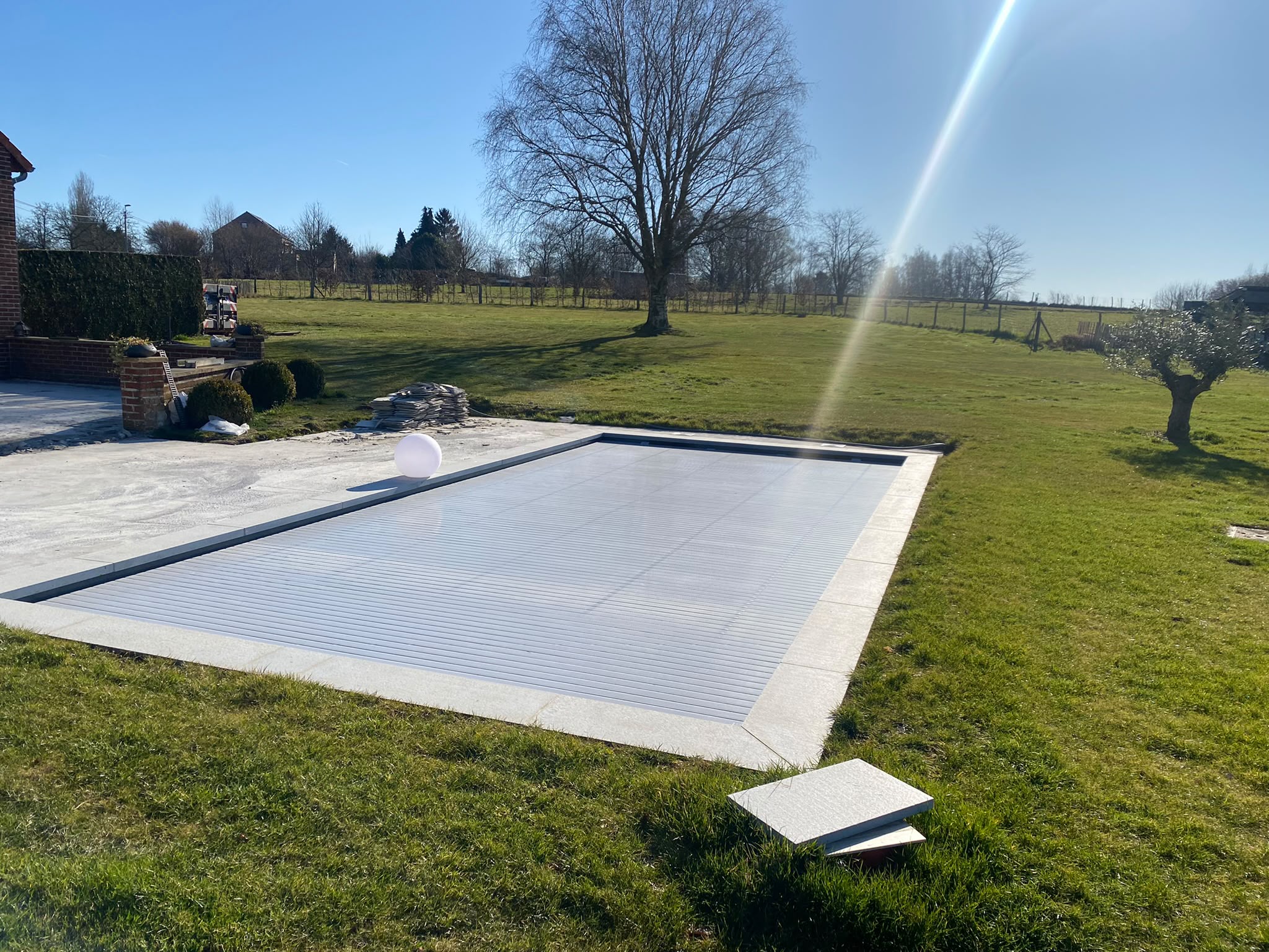 Chantier de piscine en Belgique